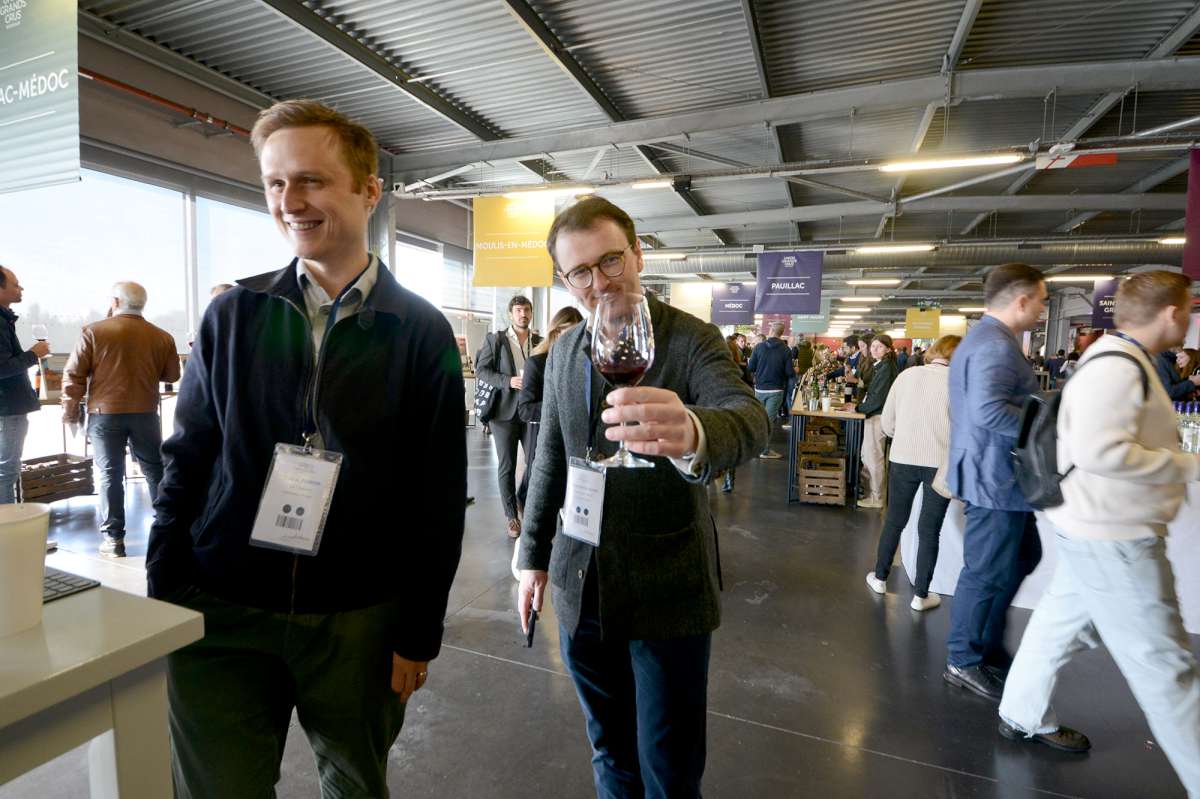 Thomas Parker MW and Paddy Evans-Bevan at UGCB hangar tasting